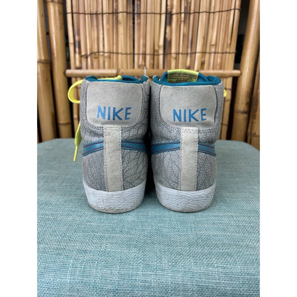 NIKE Blazer Hi VTG 2009 Metallic Platinum Grass Blue Yellow Women's Size 9 - Picture 6 of 12